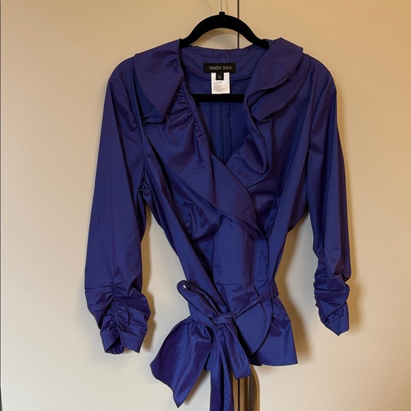 Tadashi Shoji Purple Wrap Blouse - Picture 1 of 3